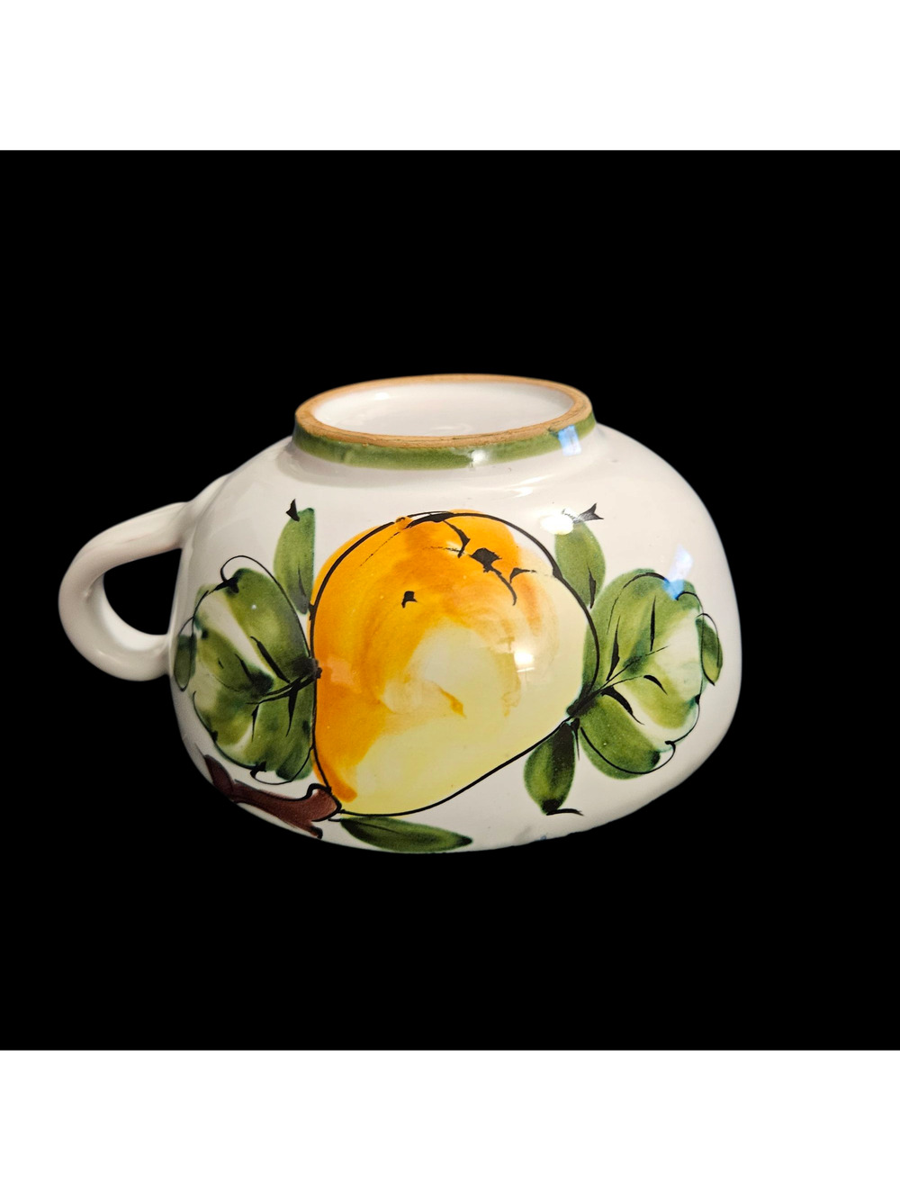 Vintage Hand Painted Italian Pear Pattern Coffee Cups Set of 3